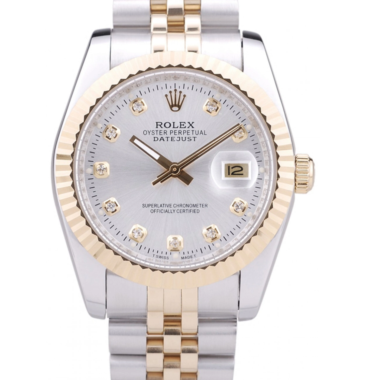 MiroTime 0710 Rolex Datejust Silver Dial Diamonds Ribbed Bezel 7454